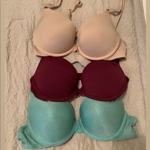 SOLD 3 Pink wear everywhere push up VS bras
